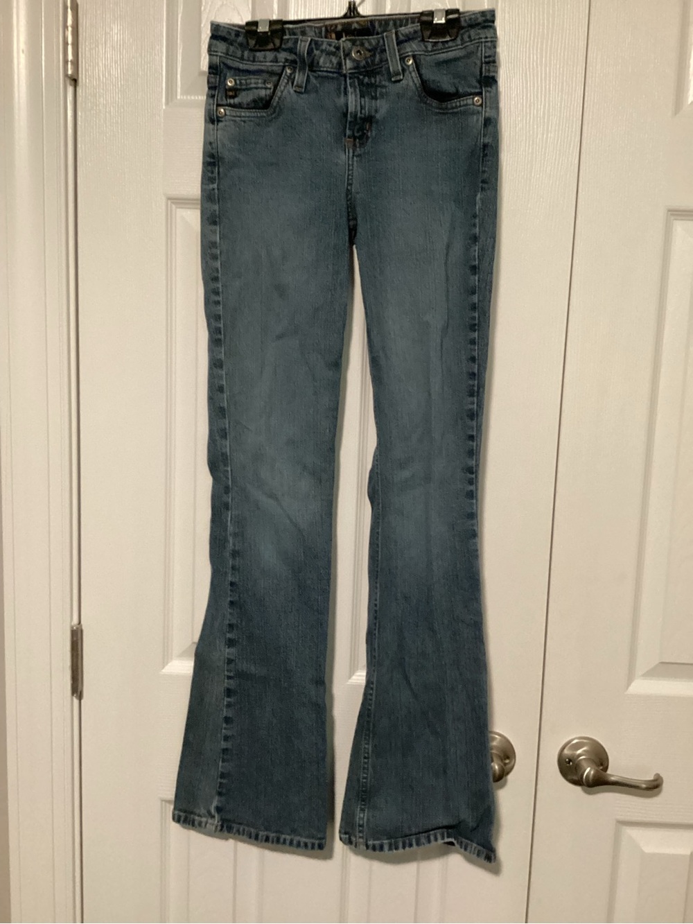 lei Light Blue Boot Cut Denim Jeans with Black leather trim - Picture 4 of 7